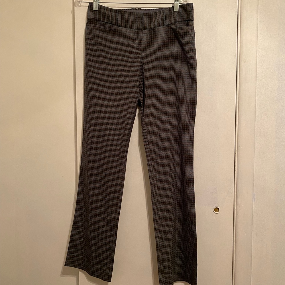 The Limited Women’s Gray and Blue Plaid Dress Pants, Slim legs, Pockets, Size 4